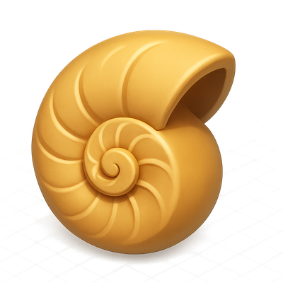 Stylized 3D Nautilus Shell Icon Design
