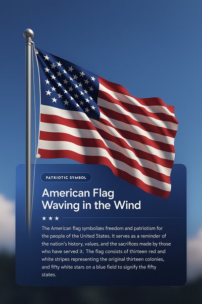 American Flag Waving in the Wind - A Symbol of Freedom