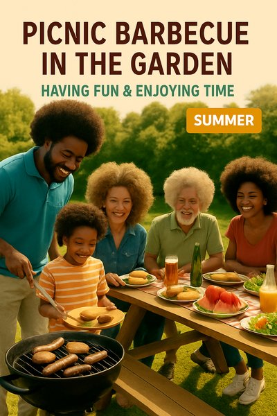 Family Gathering at a Summer Barbecue in the Garden