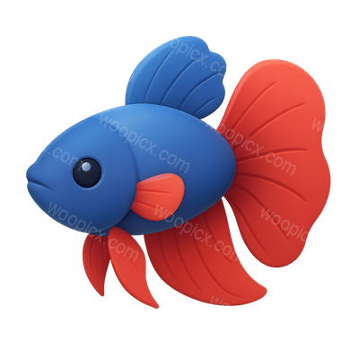 Vibrant 3D Betta Fish Icon with Isometric Design