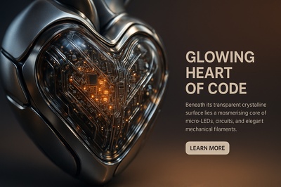 Glowing Heart of Code in Titanium Armor