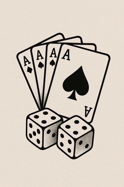 Illustration of Playing Cards and Dice for Gaming Theme