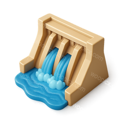 3D Icon of a Hydroelectric Dam with Water Flow