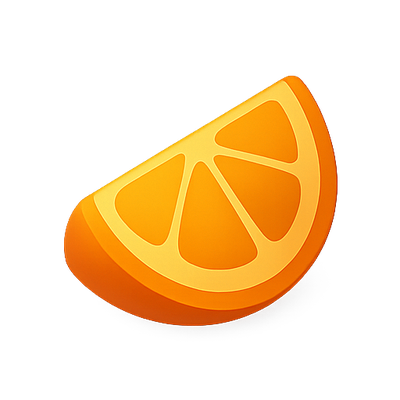 Stylized Orange Slice Icon with Vibrant Colors