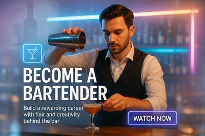 Engaging Promotional Banner for Bartending Career