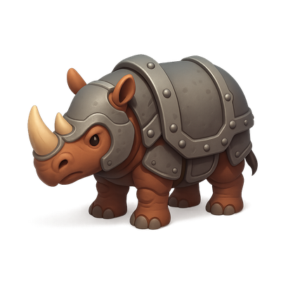 Cute Cartoon Rhinoceros Character in Armor