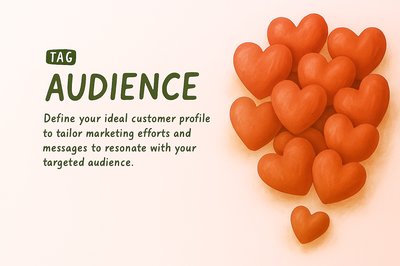 Illustrative Marketing Concept with Hearts Representing Audience Targeting
