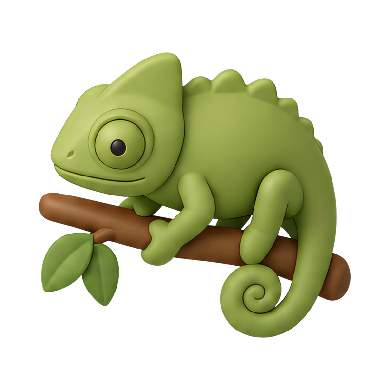 colorful chameleon on branch