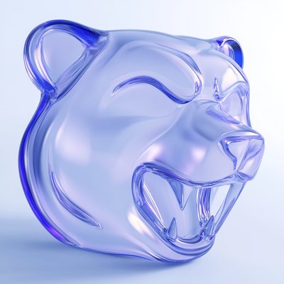 Translucent Bear Head Sculpture in Soft Purple Hue