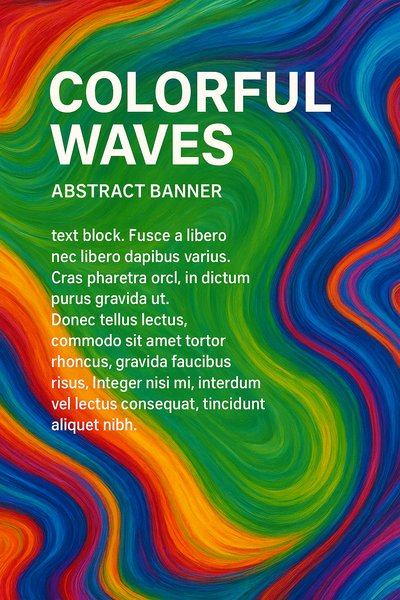 Abstract Banner with Colorful Waves and Text Block
