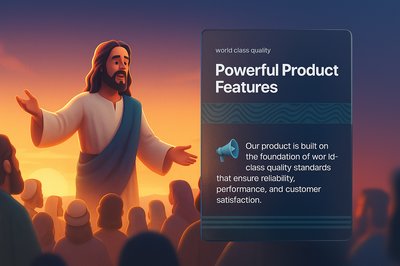 Jesus Addressing a Crowd at Sunset with Product Features