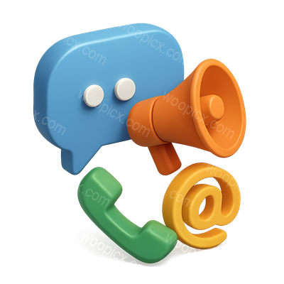 Colorful 3D Communication Icons with Isometric Design