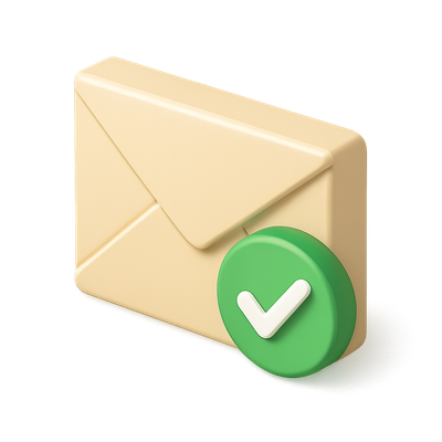 3D Icon of a Checkmarked Envelope in Isometric View