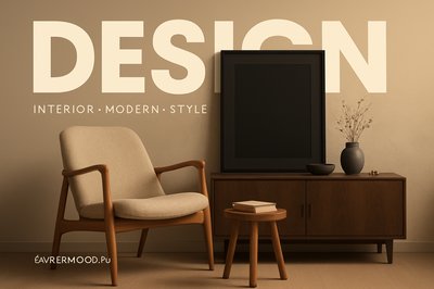 Elegant Scandinavian Living Room Design with Bold Typography
