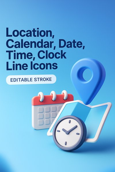 Dynamic 3D Illustration of Calendar and Time Icons