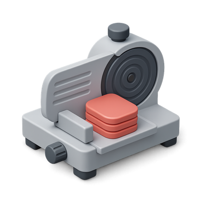 Stylish 3D Meat Slicer Icon in Isometric View