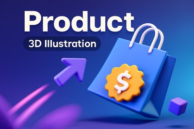 Dynamic 3D Product Illustration with Engaging Visual Elements