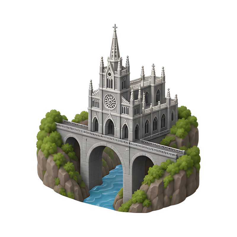 Gothic church over canyon