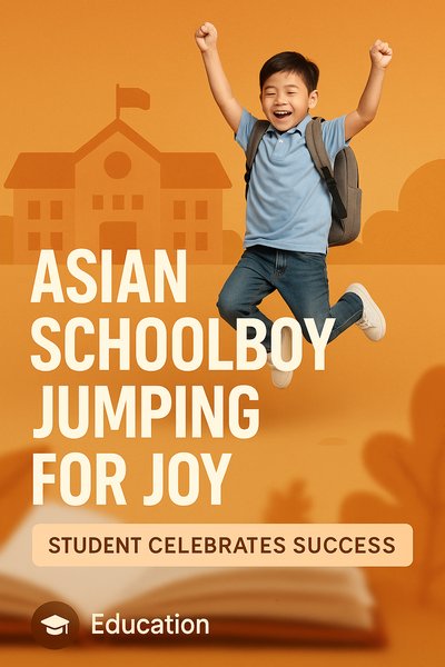 Joyful Schoolboy Celebrating Success in Educational Context