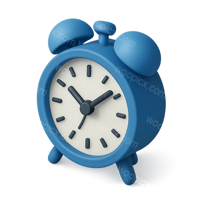 Stylish 3D Blue Alarm Clock Icon in Isometric View