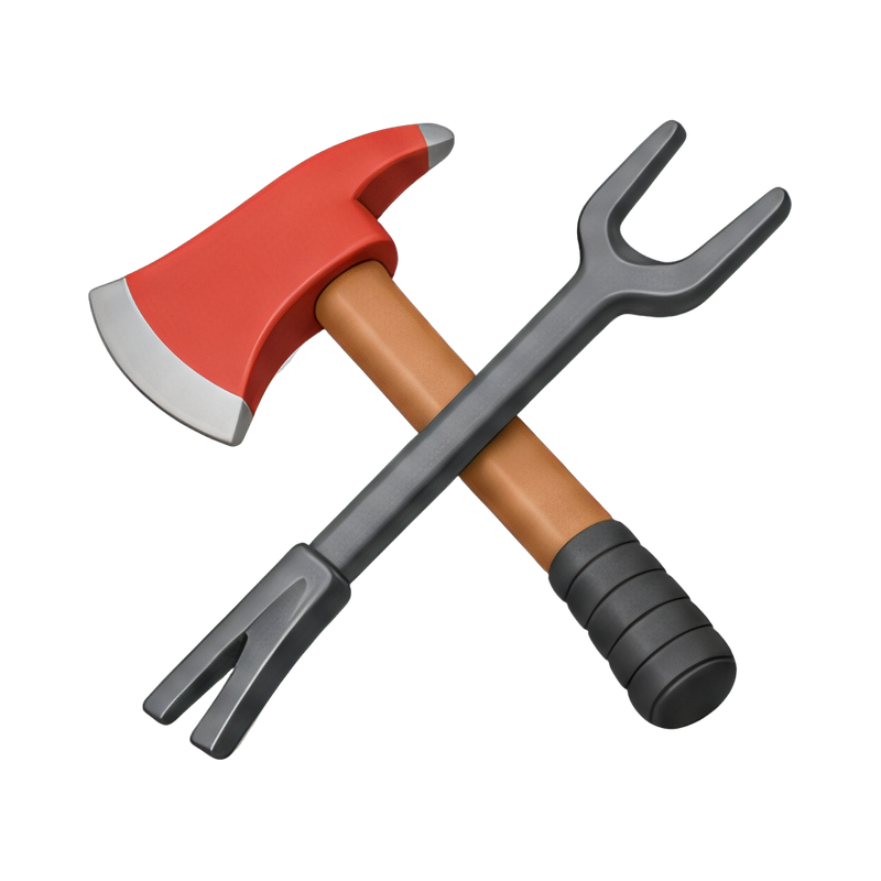fire axe and Halligan tool set