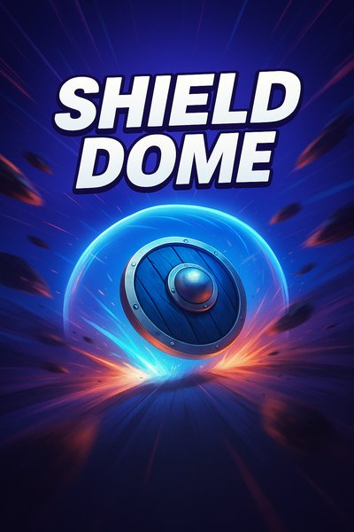 Dynamic Shield Dome Illustration with Bold Typography