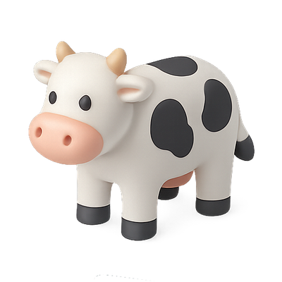 Cute Cartoon Cow Figurine in Playful Style