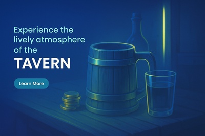 Vibrant Neon Tavern Scene with Glass and Barrel
