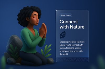 African American Woman Praying in Nature with Inspirational Text