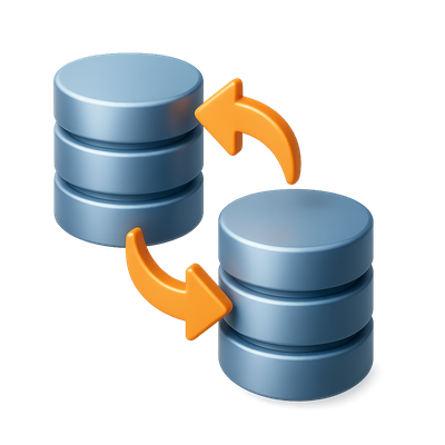 3D Database Exchange Icon for Data Transfer Visualization