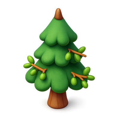 Stylized 3D Larch Tree Icon with Isometric Design