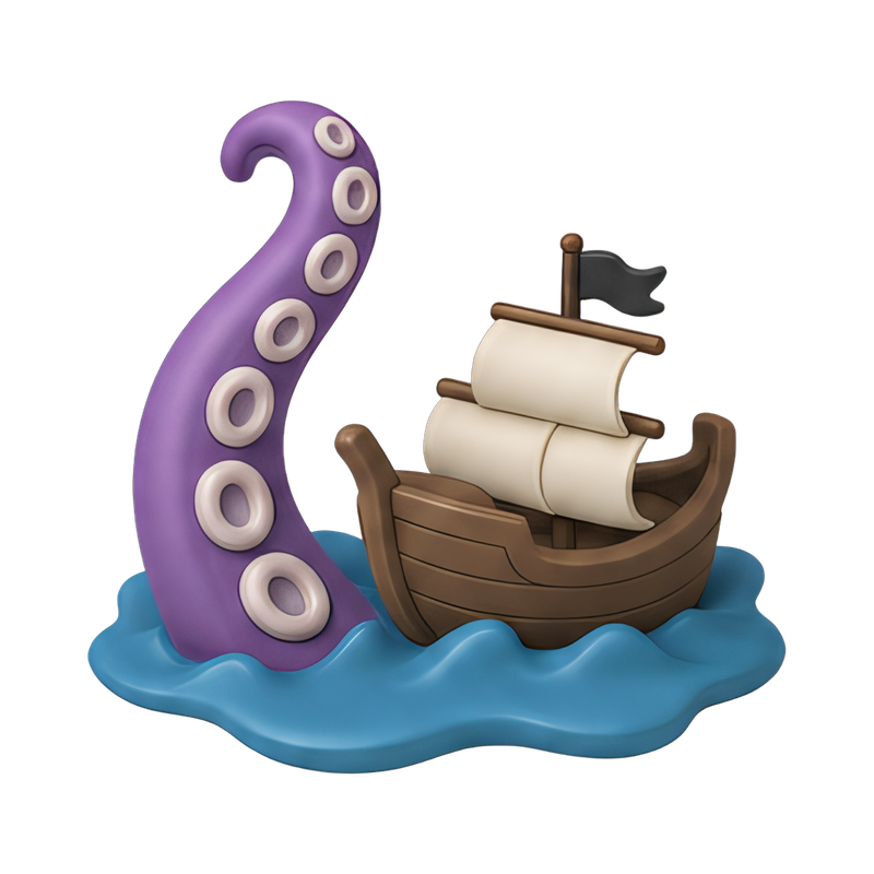 tentacle reaching for a ship