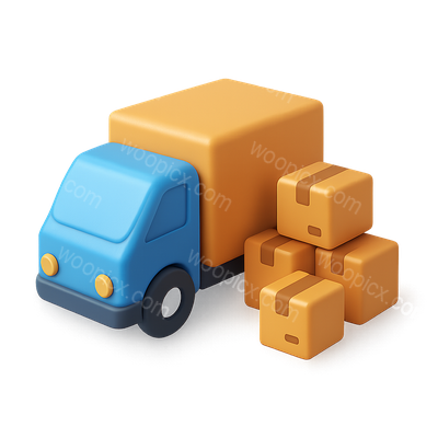 3D Delivery Truck Icon with Boxes - Isometric View
