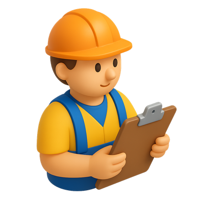 3D Warehouse Worker Icon with Clipboard in Isometric View