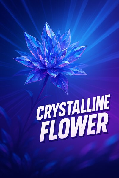 Dynamic Crystalline Flower Illustration with Vibrant Colors