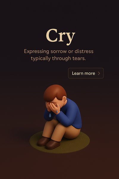 Emotional 3D Scene Depicting Crying Figure