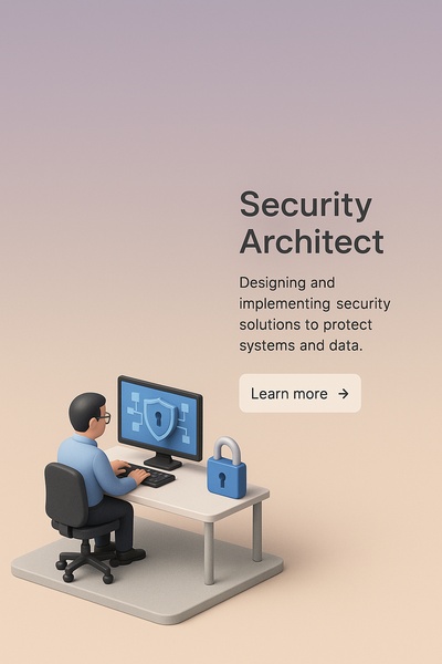 3D Security Architect Scene with Gradient Background