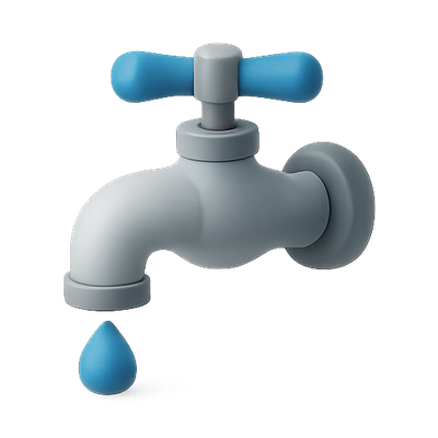 Stylized Faucet Icon with Dripping Water