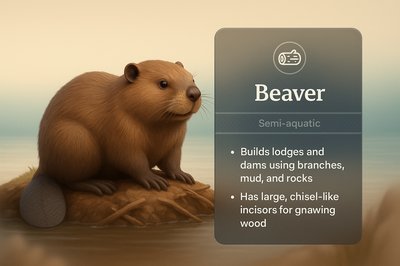 3D Illustration of a Beaver with Informative Overlay