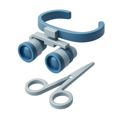 3D Icon of Scissors and Binoculars Design