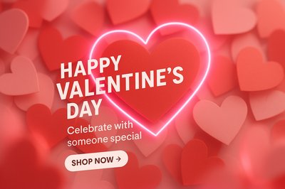Valentine's Day Promotional Graphic with Heart Motif