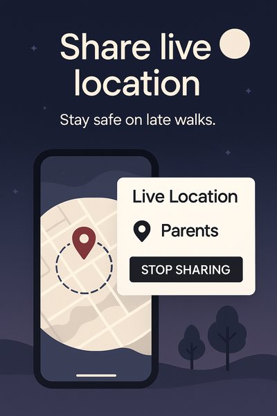 Mobile App Interface for Live Location Sharing