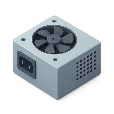 3D Power Supply Icon with Isometric View