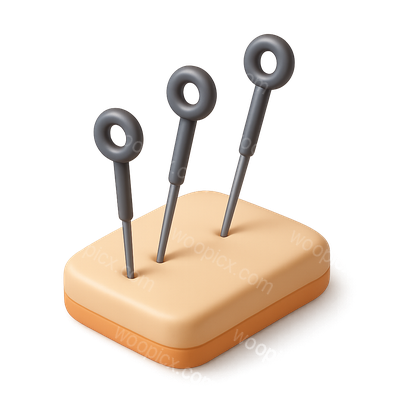 Stylized 3D Acupuncture Icon with Needle Points