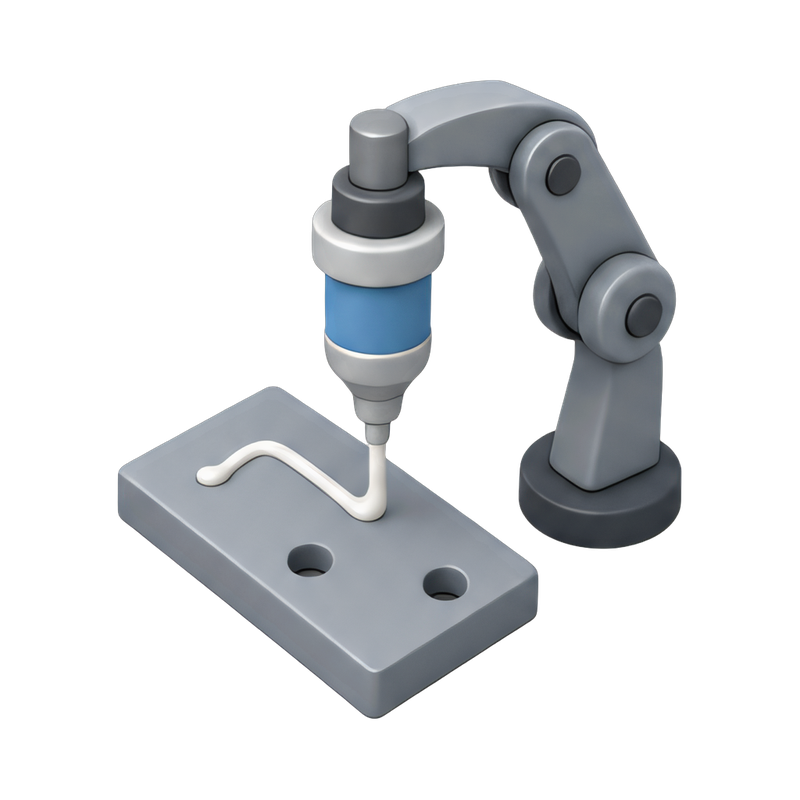 Automated dispensing robot nozzle