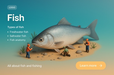 Detailed 3D Scene of Fish with Miniature Figures