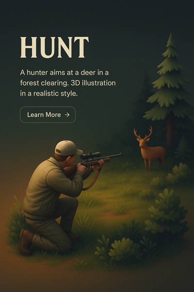 Realistic 3D Scene of a Hunter Aiming in a Forested Environment