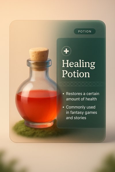 Healing Potion Illustration with Text Overlay