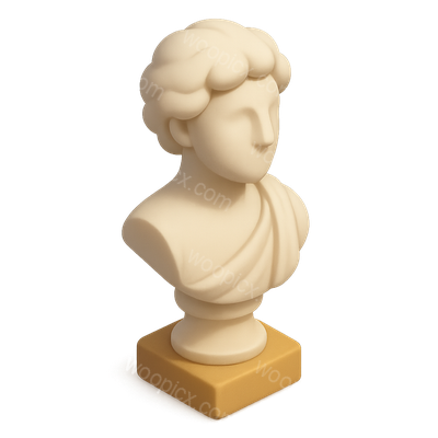 3D Volumetric Sculpture Icon with Isometric Perspective