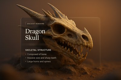Intricate Dragon Skull Design with Text Overlay